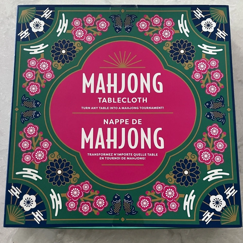 Mahjong Tablecloth - Green & Pink Decorative Game Cloth